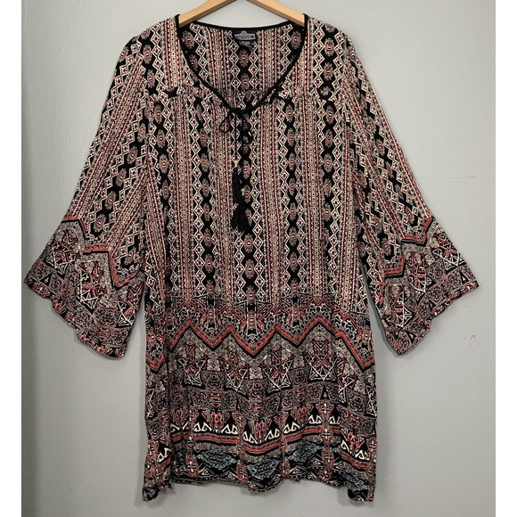 Angie Dresses & Skirts - Angie Womens Large 3/4 Sleeve Tunic Shift Dress Bohemian Rayon Southwestern